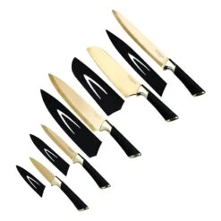 10-Piece Black Handle Knife & Sheath Set
