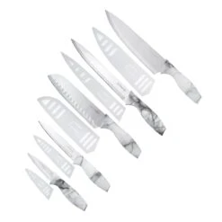 10-Piece Marble-Look Knife & Sheath Set