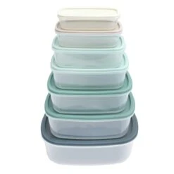 14-Piece Teal & Taupe Ombre Food Storage Container Set, Rectangle