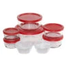 16-Piece Glass Food Storage Container Set, Red -Cheap Cookware Store 16 piece glass food storage container set red