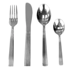 16-Piece Striped Stainless Steel Cutlery Set