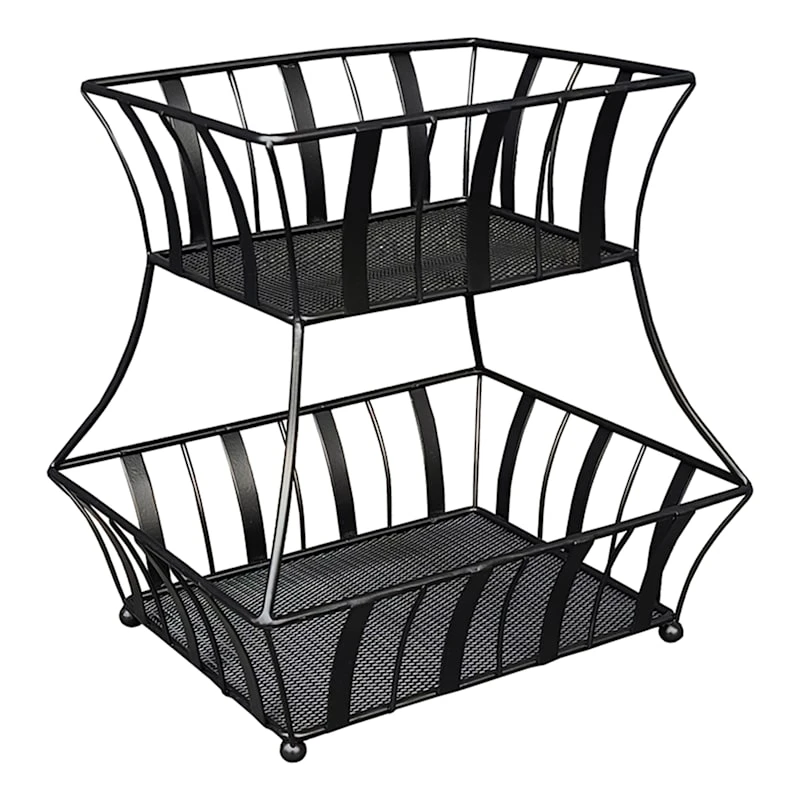 2-Tier Black Metal Fruit Basket 3 2-Tier Black Metal Fruit Basket