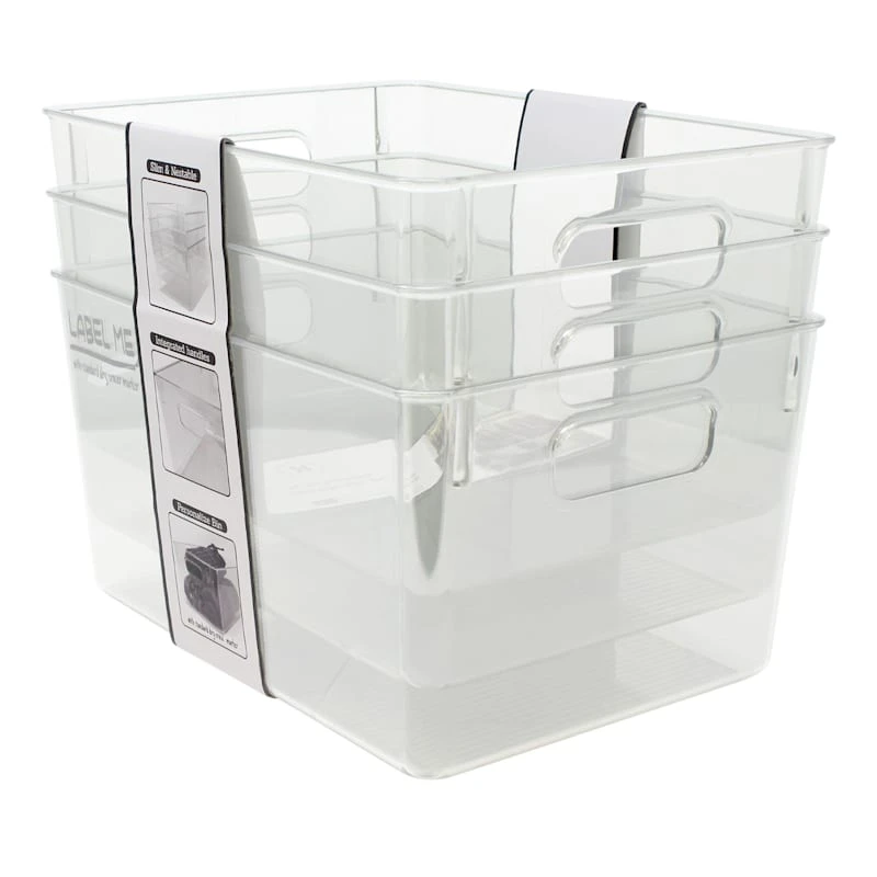 3-Piece All Purpose Clear Storage Bins 3 3-Piece All Purpose Clear Storage Bins