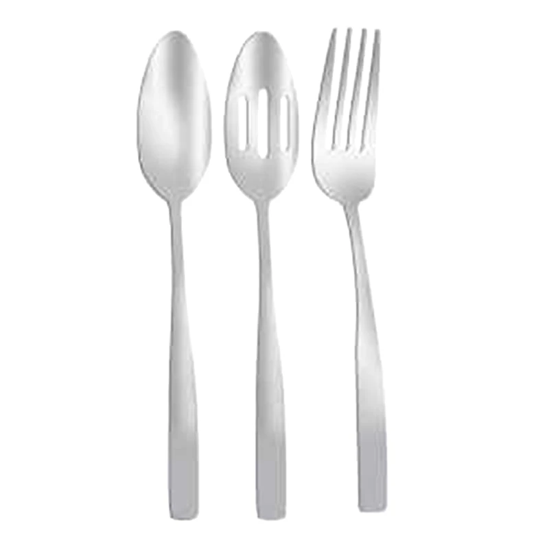 3-Piece Percy Serving Utensil Set, Satin Silver 3 3-Piece Percy Serving Utensil Set, Satin Silver