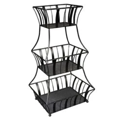3-Tier Black Metal Fruit Basket