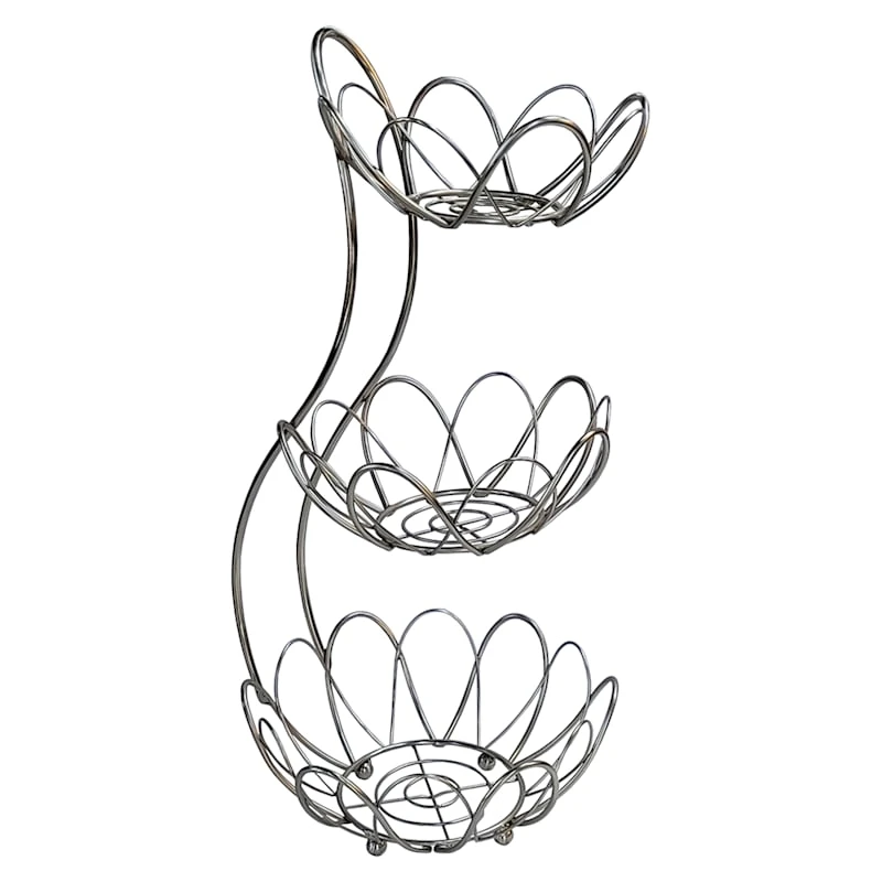 3-Tier Nickel Flower Fruit Basket 3 3-Tier Nickel Flower Fruit Basket