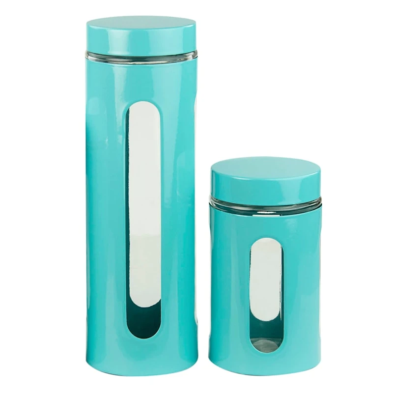 4-Piece Canister Set, Aqua 4 4-Piece Canister Set, Aqua - Image 2