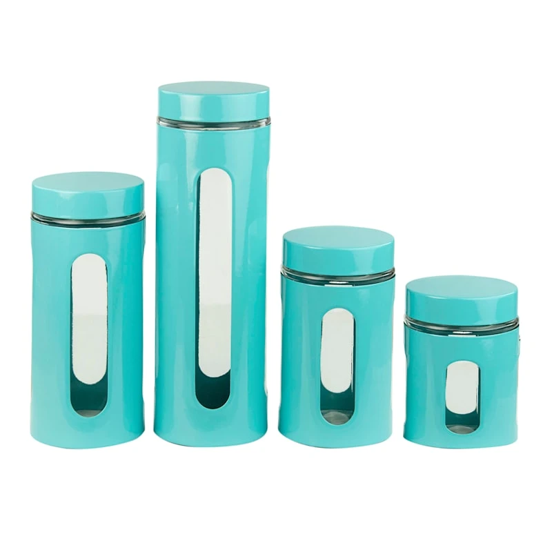 4-Piece Canister Set, Aqua 3 4-Piece Canister Set, Aqua