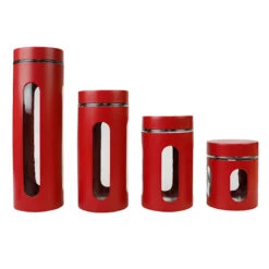 4-Piece Canister Set, Red