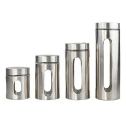 4-Piece Canister Set, Silver