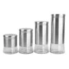 4-Piece Canister Set With Clear Base, Silver