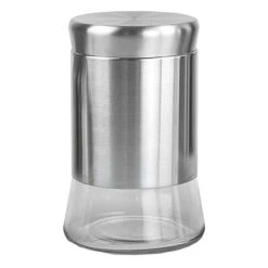 4-Piece Canister Set With Clear Base, Silver 12 4-Piece Canister Set With Clear Base, Silver -Cheap Cookware Store 4 piece canister set with clear base silver 4