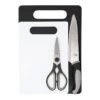 4-Piece Cutting Board Set With Knife & Shears, Black