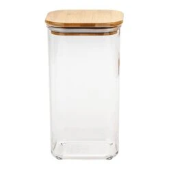5-Piece Clear Square Canister With Bamboo Lid -Cheap Cookware Store 5 piece clear square canister with bamboo lid 3