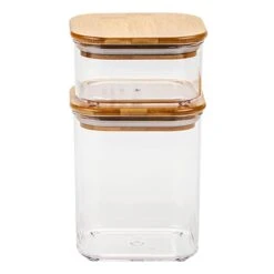 5-Piece Clear Square Canister With Bamboo Lid -Cheap Cookware Store 5 piece clear square canister with bamboo lid 4