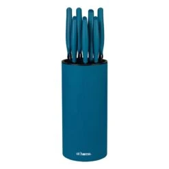 9-Piece Blue Soft Touch Stainless Steel Knife Block Set