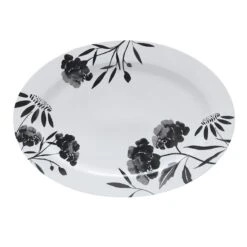 Astor Place Black & White Ceramic Oval Platter