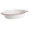 Bistro Red Rim Oval Stoneware Dish, 15x9