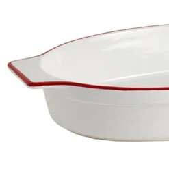 Bistro Red Rim Oval Stoneware Dish, 15x9 -Cheap Cookware Store bistro red rim oval stoneware dish 15x9 3