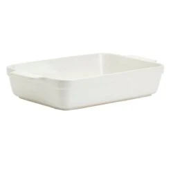 Bistro White Ceramic Rectangle Bakeware Dish, Large