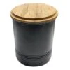 Black Canister With Wood Lid, Large -Cheap Cookware Store black canister with wood lid large