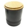 Black Canister With Wood Lid, Medium