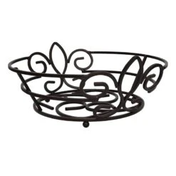 Black Metal Fleur-de-Lis Fruit Bowl