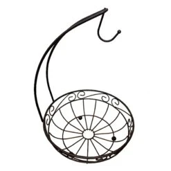 Brown Scroll Fruit Basket With Banana Hanger