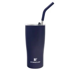 Capri Navy Steel Tumbler With Straw, 20oz