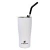 Capri White Steel Tumbler With Straw, 20oz