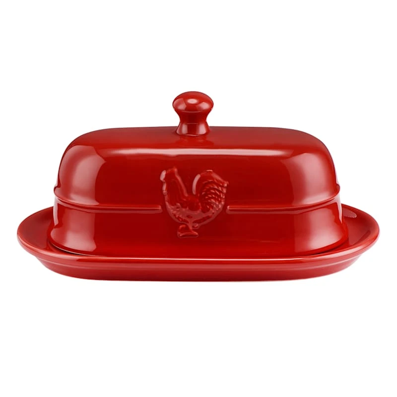 CERAMIC ROOSTER BUTTER DISH RE 3 CERAMIC ROOSTER BUTTER DISH RE