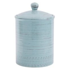 Distressed Aqua Canister, 10"