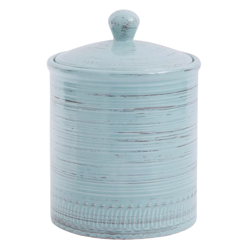 Distressed Aqua Canister, 7.3" 3 Distressed Aqua Canister, 7.3"