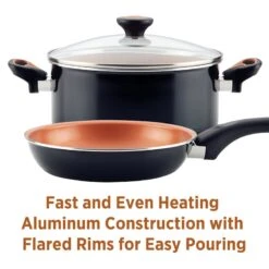 Farberware 12-Piece Glide Non-Stick Copper Ceramic Cookware Set, Black -Cheap Cookware Store farberware 12 piece glide non stick copper ceramic cookware set black 2