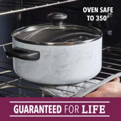 Farberware 15-Piece Designs Non-Stick Cookware Set, White Marble-Look -Cheap Cookware Store farberware 15 piece designs non stick cookware set white marble look 3