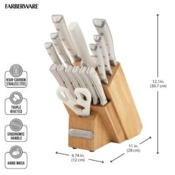 Farberware 15-Piece White Forged Triple Riveted Knife Block Set -Cheap Cookware Store farberware 15 piece white forged triple riveted knife block set 2