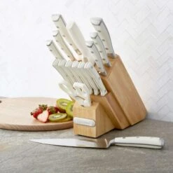 Farberware 15-Piece White Forged Triple Riveted Knife Block Set -Cheap Cookware Store farberware 15 piece white forged triple riveted knife block set 3