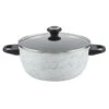 Farberware Designs Non-Stick White Marble-Look Casserole Pan With Lid, 5.5qt