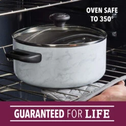 Farberware Designs Non-Stick White Marble-Look Casserole Pan With Lid, 5.5qt -Cheap Cookware Store farberware designs non stick white marble look casserole pan with lid 5.5qt 3