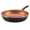 Farberware Glide Nonstick Black & Copper Ceramic Deep Frying Pan With Handle, 12.5" -Cheap Cookware Store farberware glide nonstick black copper ceramic deep frying pan with handle 12.5