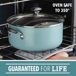 Farberware Non-Stick Aqua Covered Stockpot, 10.5qt -Cheap Cookware Store farberware non stick aqua covered stockpot 10.5qt 4