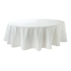 Faro Round White Tablecloth, 70"