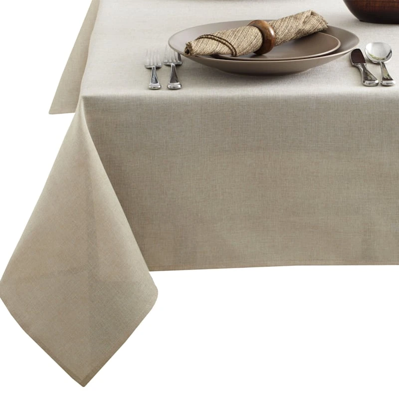 Flax Tweed Tablecloth, 60x104 3 Flax Tweed Tablecloth, 60x104