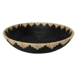 Found & Fable Black & Natural Rattan Bowl