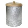 Galvanized Metal Canister With Wood Lid, Large
