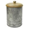 Galvanized Metal Canister With Wood Lid, Medium -Cheap Cookware Store galvanized metal canister with wood lid medium