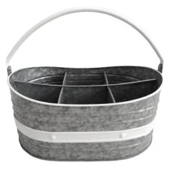 Galvanized Metal Utensil Caddy With Handle