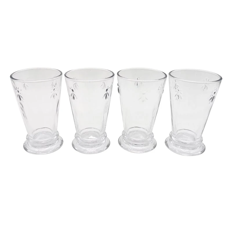Grace Mitchell Set Of 4 Bee Embossed Hiball Glasses 3 Grace Mitchell Set Of 4 Bee Embossed Hiball Glasses