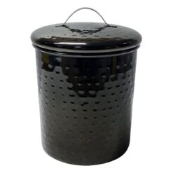 Hammered Black Nickel Canister, Medium