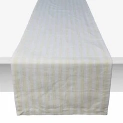 Honeybloom Almond Striped Table Runner, 72"